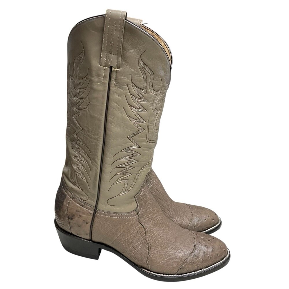 Vintage Don Cuco Brown Ostrich Quill Boots Men’s 28.5/US 10B Brown Round Toe
